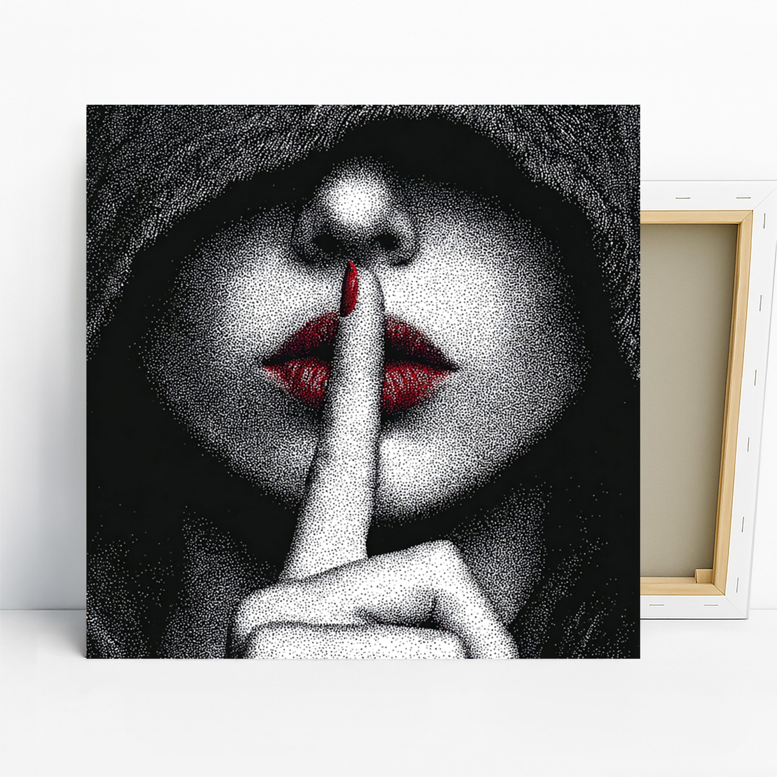Secrets in Silence Art, Canvas or Poster, Contemporary Minimalist Glam Decor, Bedroom Living Room Office Wall Art, Black White Red
